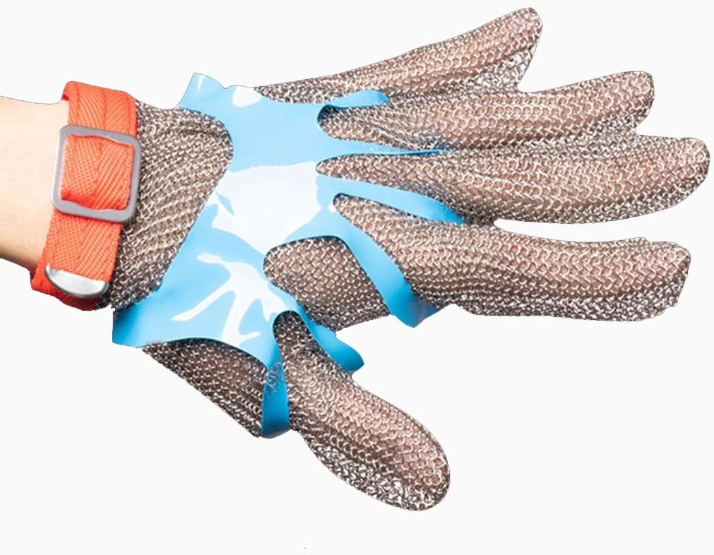 Grade 9 Cut Resistant Gloves, Stainless Steel Chainmail Gloves, Wood Carving Peeling Oysters Safety Butcher Work Glove (Size : 1PCS/XL)