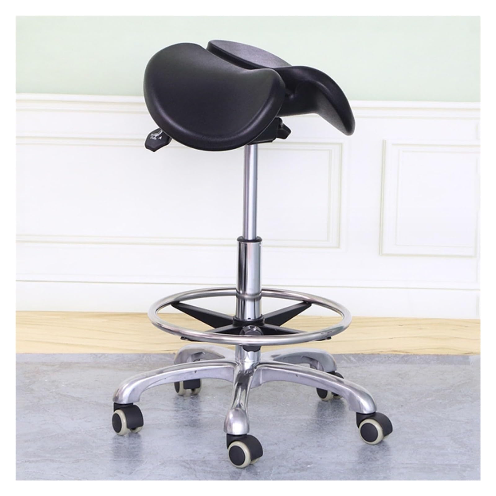 METTEOR Saddle Stool Ergonomic Saddle Chair Comfortable Saddle Stool with Wheels for Drafting Lab Clinic Dentist Salon Massage Office (B Large)