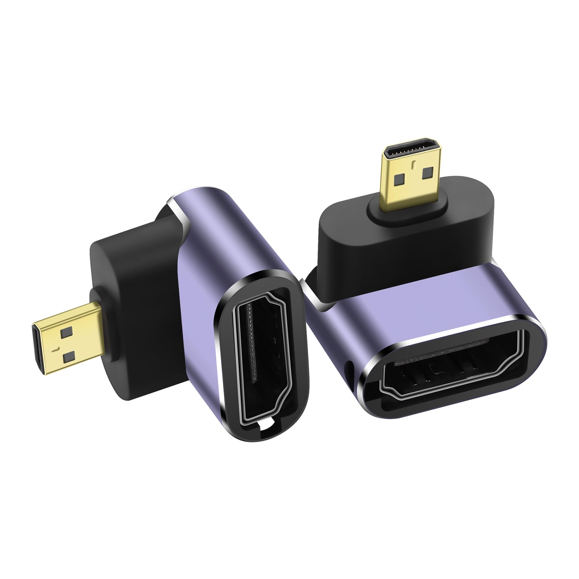 PNGKNYOCN Right Angle 8K Micro HDMI Adapter,2-Pack 90 Degree Micro HDMI Male to HDMI 2.1 Female Bidirectional Connector Converter Support 8K@60Hz HDTV