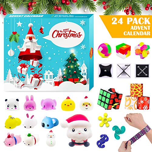 Fidget Party Toys Advent Calendar 2020 Christmas Countdown Calendar 24 PCS Fidget Relief Stress Toys for Count Down Xmas Holiday Party Favor Kids Adults Challenge