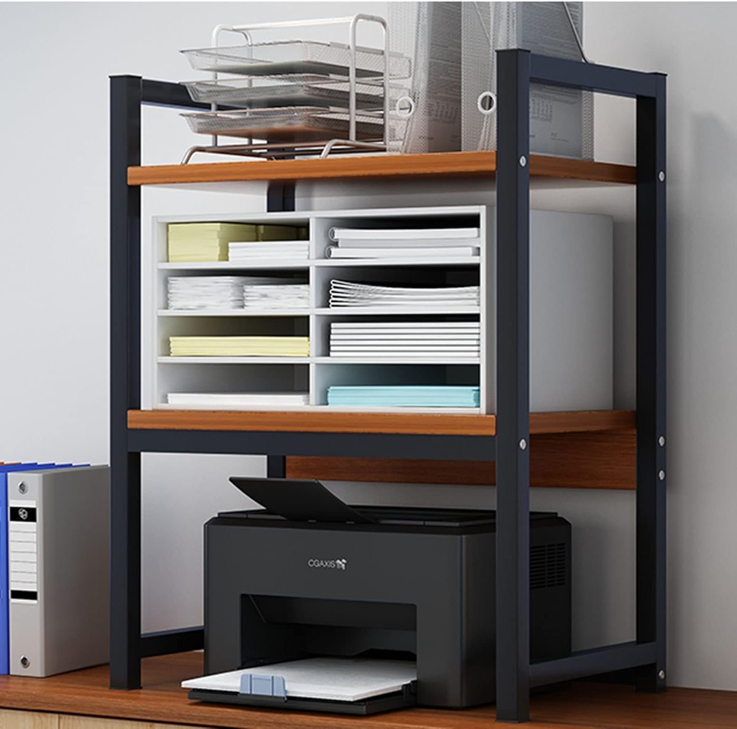 Desktop Bookshelf Organizer - DIY Storage Rack Organizer, Multifunctional Table Display Shelf, Storage Office Supplies Books Cosmetic Makeup for Office & Home (Color : Black)