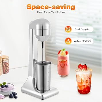 Milkshake Maker Machine,Adjustable Speed Stainless Steel Electric Drink Mixer,500ml Mixing Cup for Milkshake,Soda Drinks,Cocktails and Batter