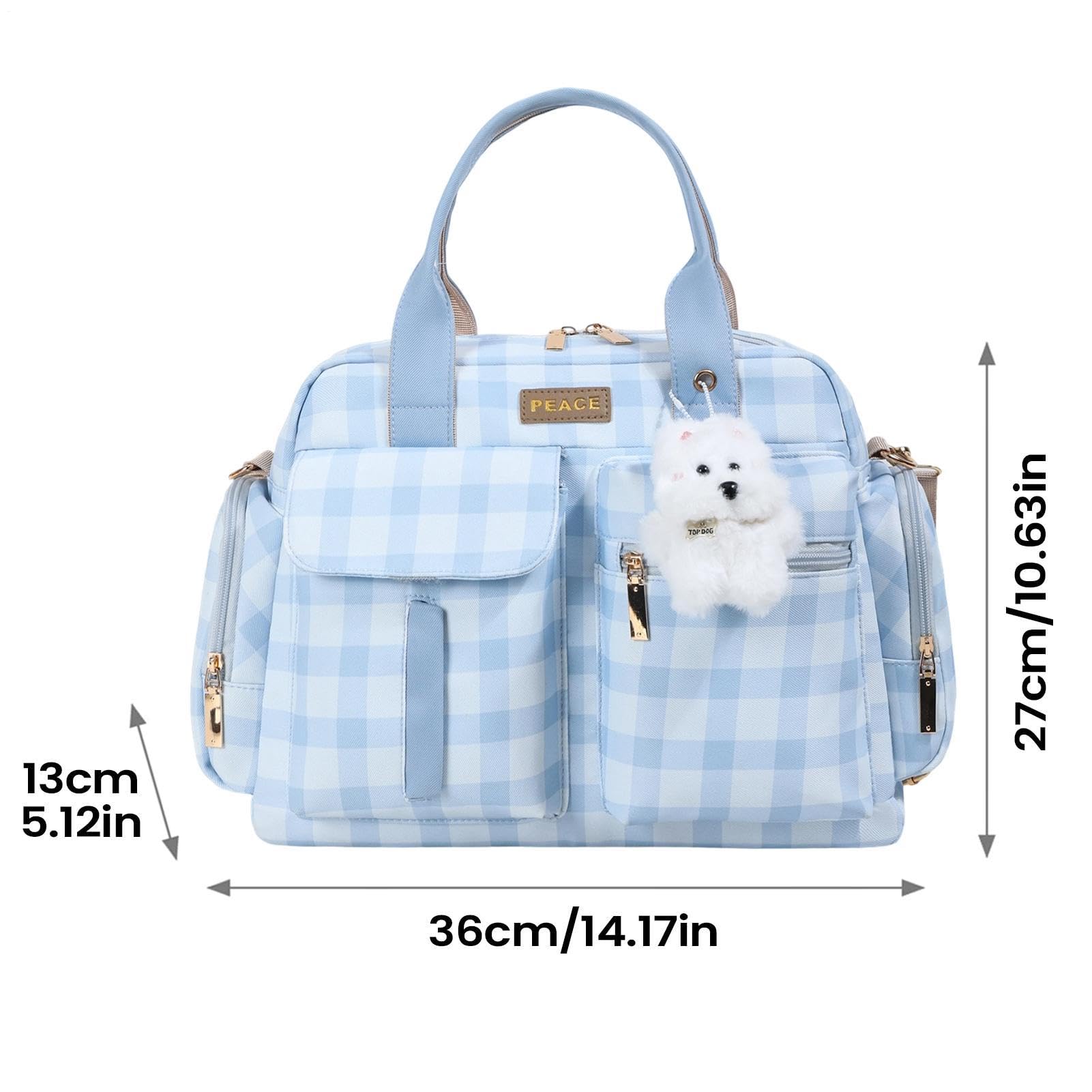 Torba Tote na Pieluchy z uchwytem Mała Stylowa Torebka Ramieniowa w Kratę