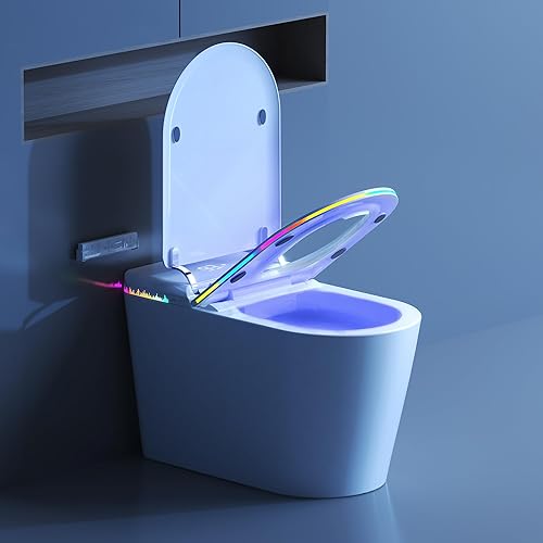 Smart Toilet with Bidet Built-in,One Piece Toilet with Foam Shield,Auto Open/Close Lid,Heated Seat,Warm Water Sprayer & Dryer,Adjustable Night Light,Auto Flush