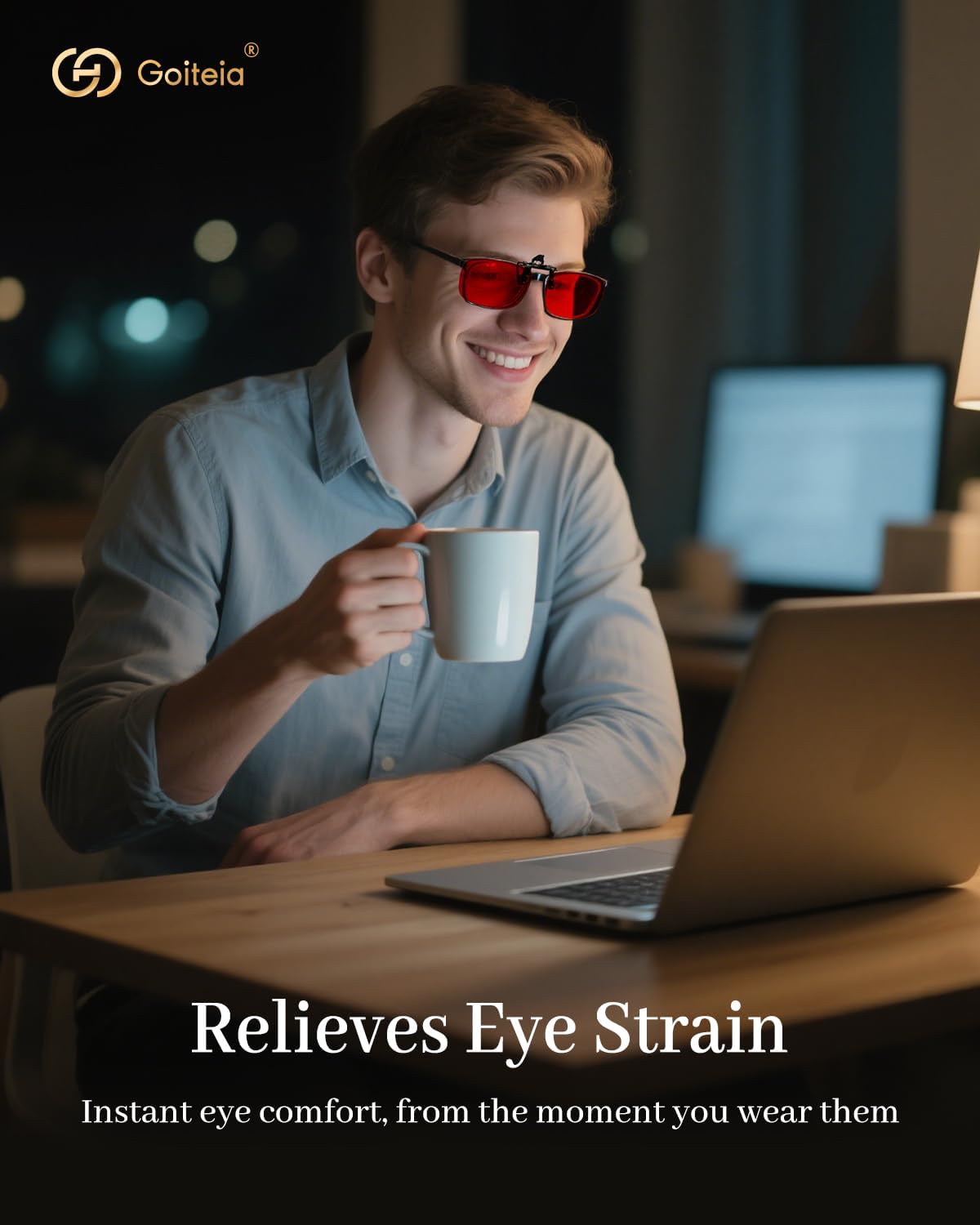 Goiteia Red Clip on Blue Light Blocking Glasses for Sleep-Block Blue & Green Light-Fast and Sound Sleep/Relieve Eye Strain - Image 3