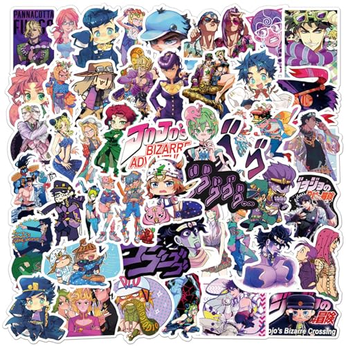 50PCS JoJo's Bizarre Adventure Stickers for Kids Girls Stickers for Water Bottles Laptop Journal Guitar Aesthetic Vinyl Waterproof Decals (Purple)