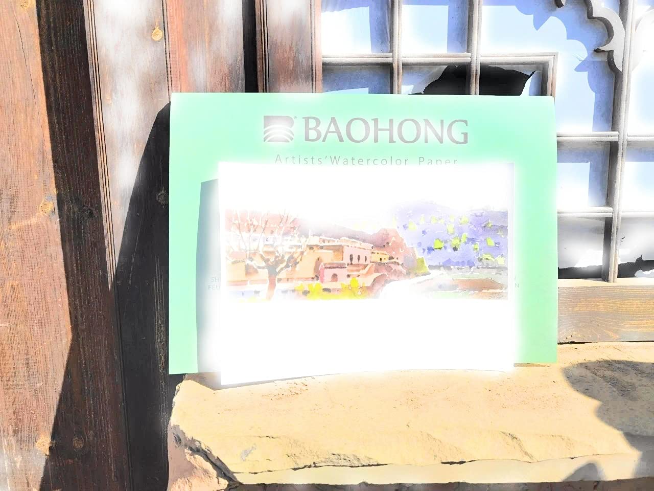 BAOHONG Aquarell-Papierblock für Künstler, 20 Blatt, auf vier Kanten geklebt), 100 % Baumwolle, säurefrei, 63,5 kg/300 g/m², Aquarell-Kunstzubehör für Nass-, Trocken- und Mischmedia-Malerei