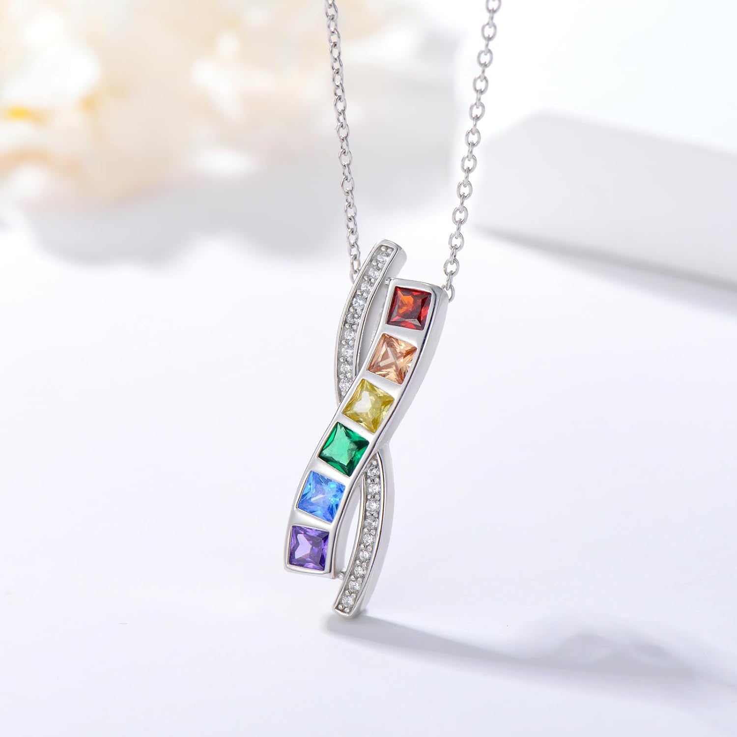 Pride Necklace Gifts for Women Men 925 Sterling Silver Rainbow Pride Pendant LGBT Gay Necklace Jewelry Gifts for Lesbian - Image 3