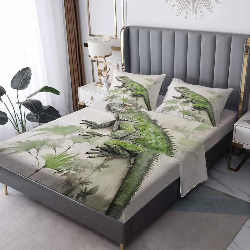 Miniatura 1 de Lizard Sheets - Juego de sábanas y fundas de almohada, 100% microfibra, bolsillo profundo, incluye 1 sábana encimera, 1 sábana bajera y 1 funda de