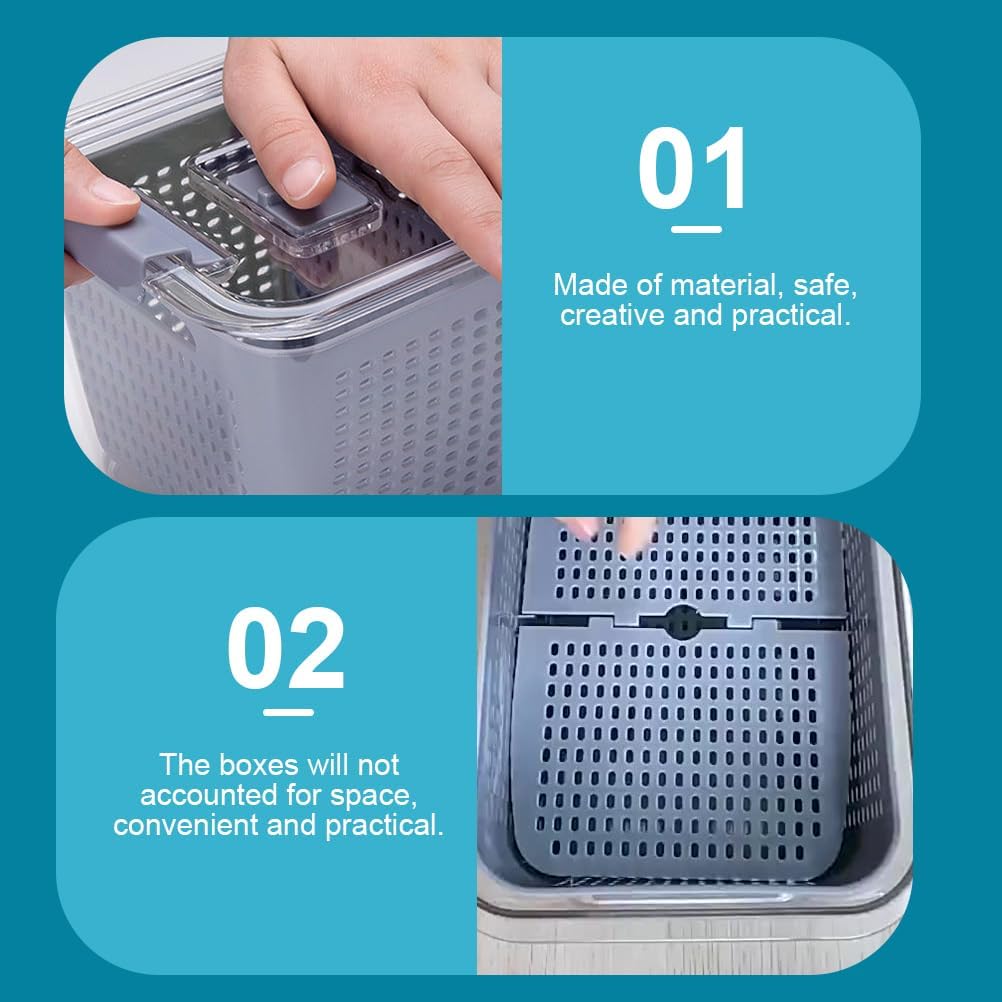 Cabilock Food Storage Container 7.8 Inch Clear Fresh Box with Breathable Valve Refrigerator Organizer for Kitchen and Camping