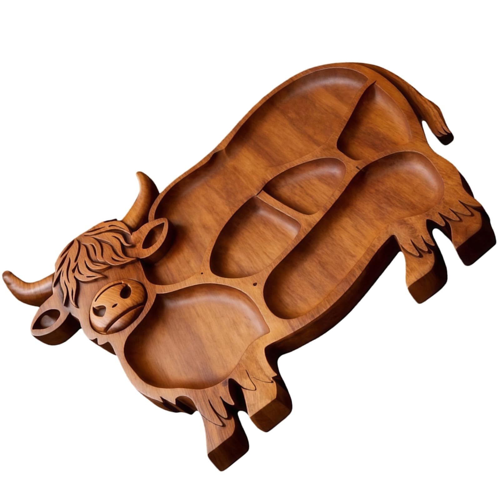 jiingekk Multipurpose Serving Platter with High Cow Compartments for Appetizer Presentation Home Enhancement High Cow Wooden Charcuterie Board with Compartments for Appetizer Serving and Party Decor