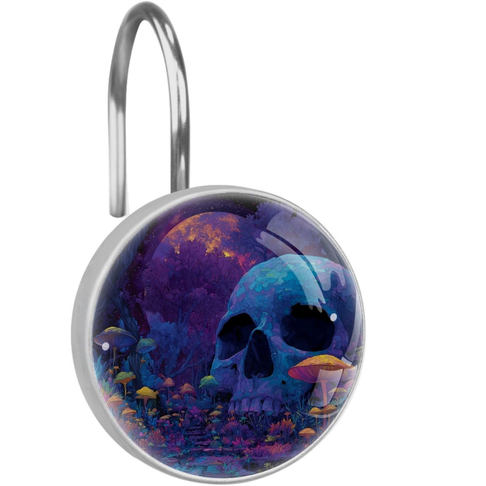 VAPOKF Shower Curtain Hooks, Skeleton Mushroom Rust Proof Decorative Shower Curtain Rings, Modern Farmhouse Designer Shower Curtain Hangers for Bathroom, 12Pcs