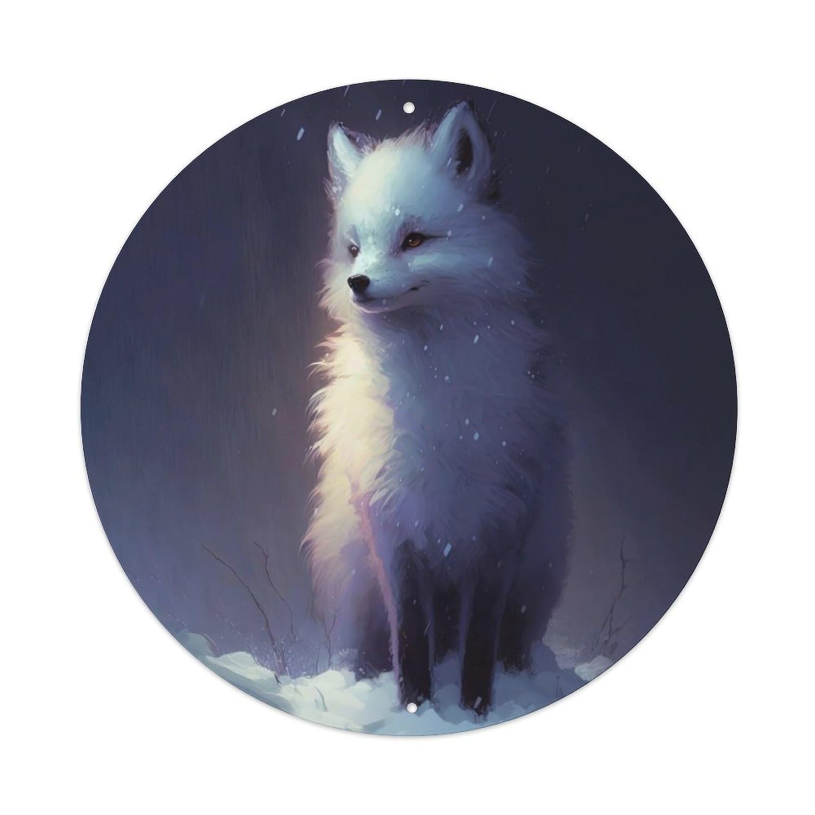 Arctic Animals Arctic Fox in Snowy Weather Vintage Metal Tin Sign Plaque Wall Decor for Cafe, Club Bar, Office, Garden Metal Poster 8x8Inch