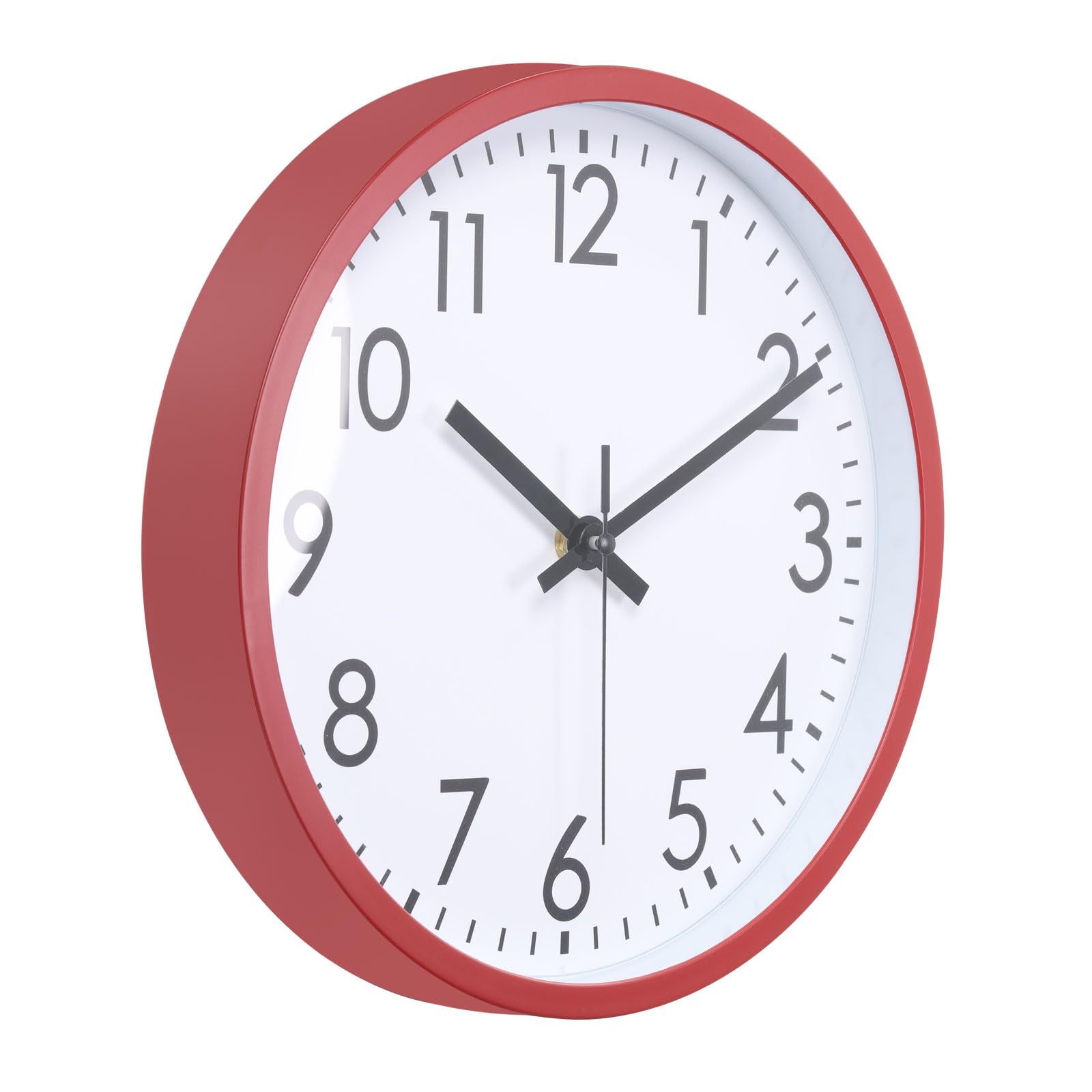 Horloge murale rouge silencieuse pour une chambre à coucher apaisante sans tic-tac