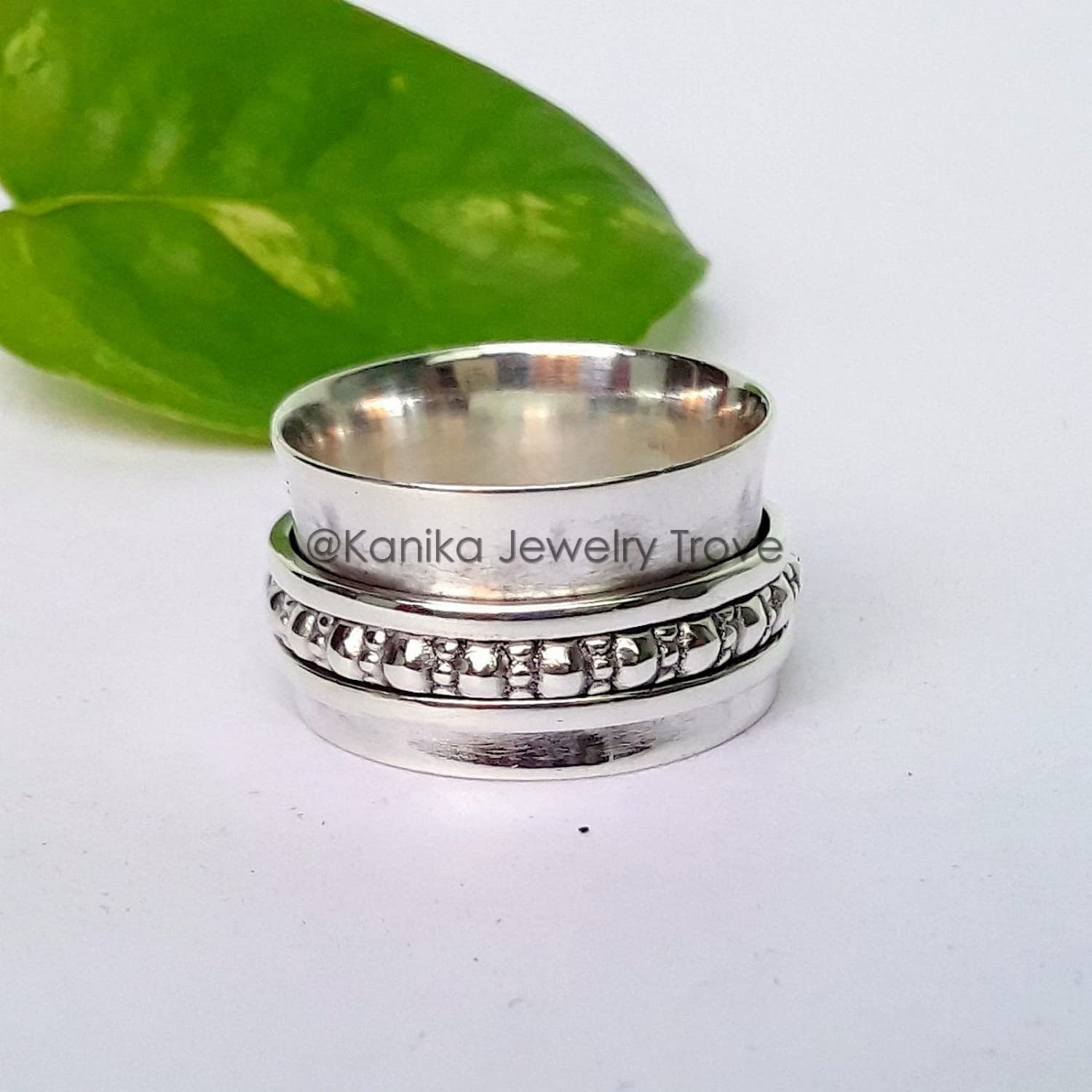 Angst Ring für Meditaion, 925 Sterling Silber Spinner Band Ringe für Damen, Geschenk Ring zum Muttertag Größe 7