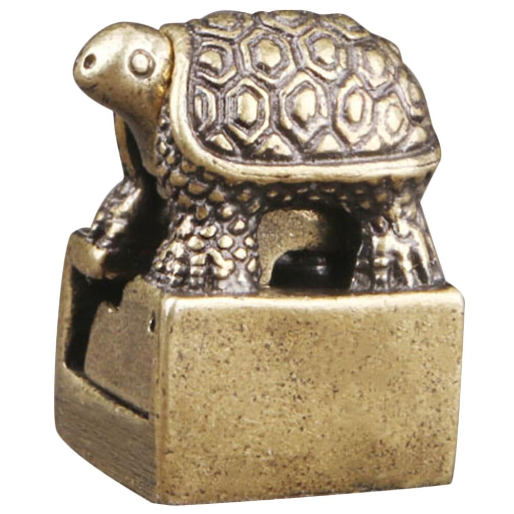 Statuette Tortue En Laiton - Environ 2,6x1,1 Cm - Décoration Bureau, étagère, Symbole Prospérité