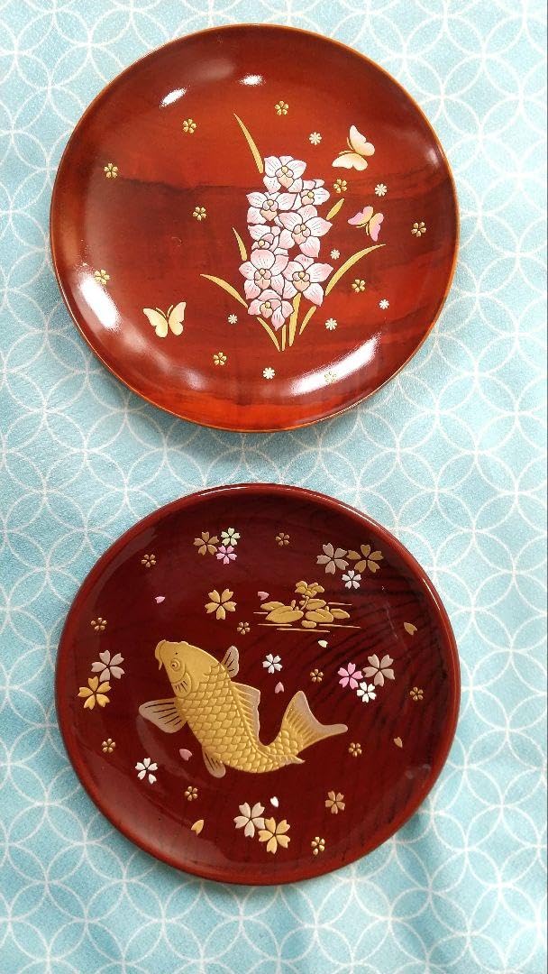 Amazon.co.jp: 漆器銘々皿蒔絵シール貼り絵皿2枚セット : ホーム＆キッチン