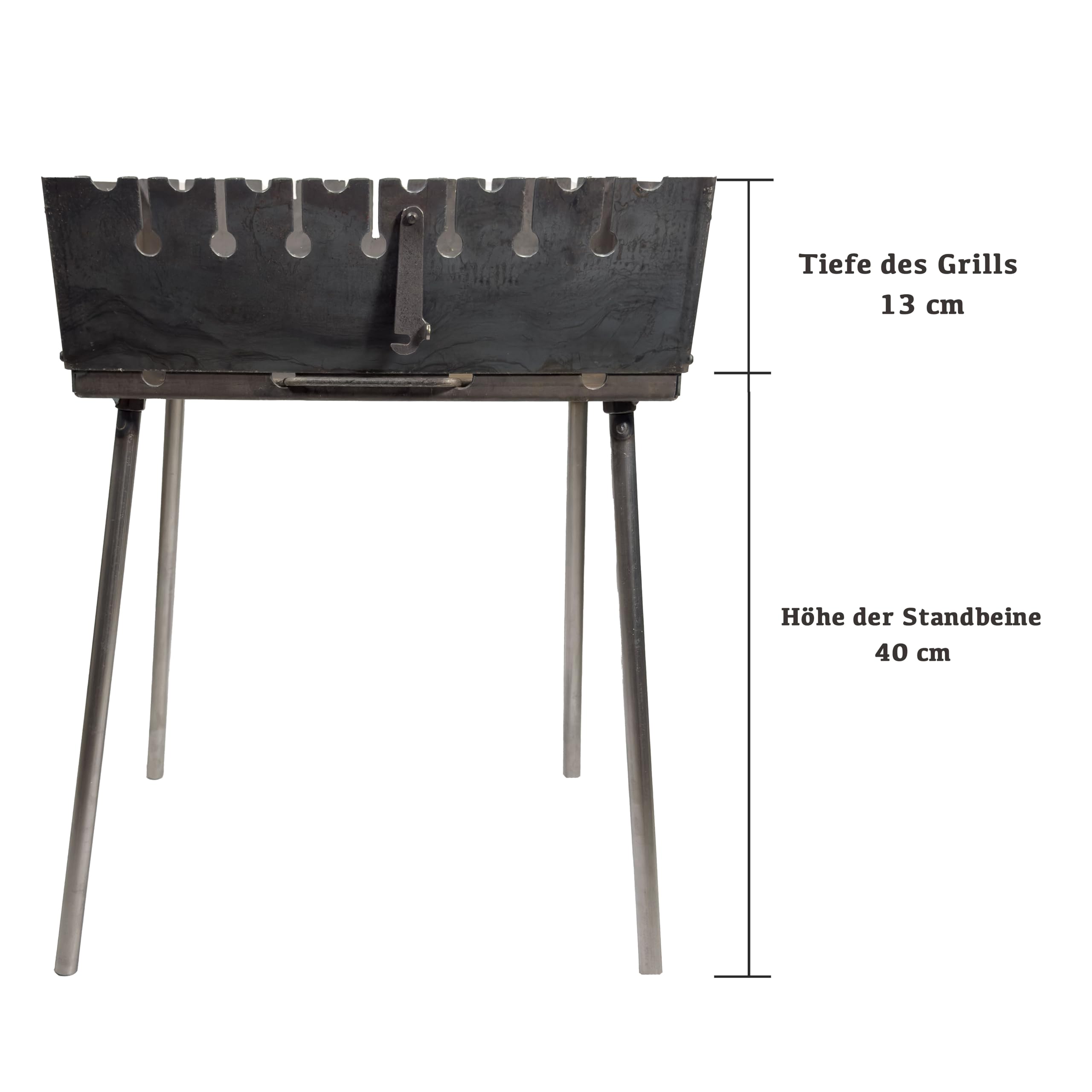 Mangal Grill Schaschlik Holzkohlegrill – Faltbarer BBQ Koffer-Grill aus 2 mm Stahl für 8 Spieße – Tragbarer Outdoor Kohlegrill für Camping, Garten, Picknick & Reisen