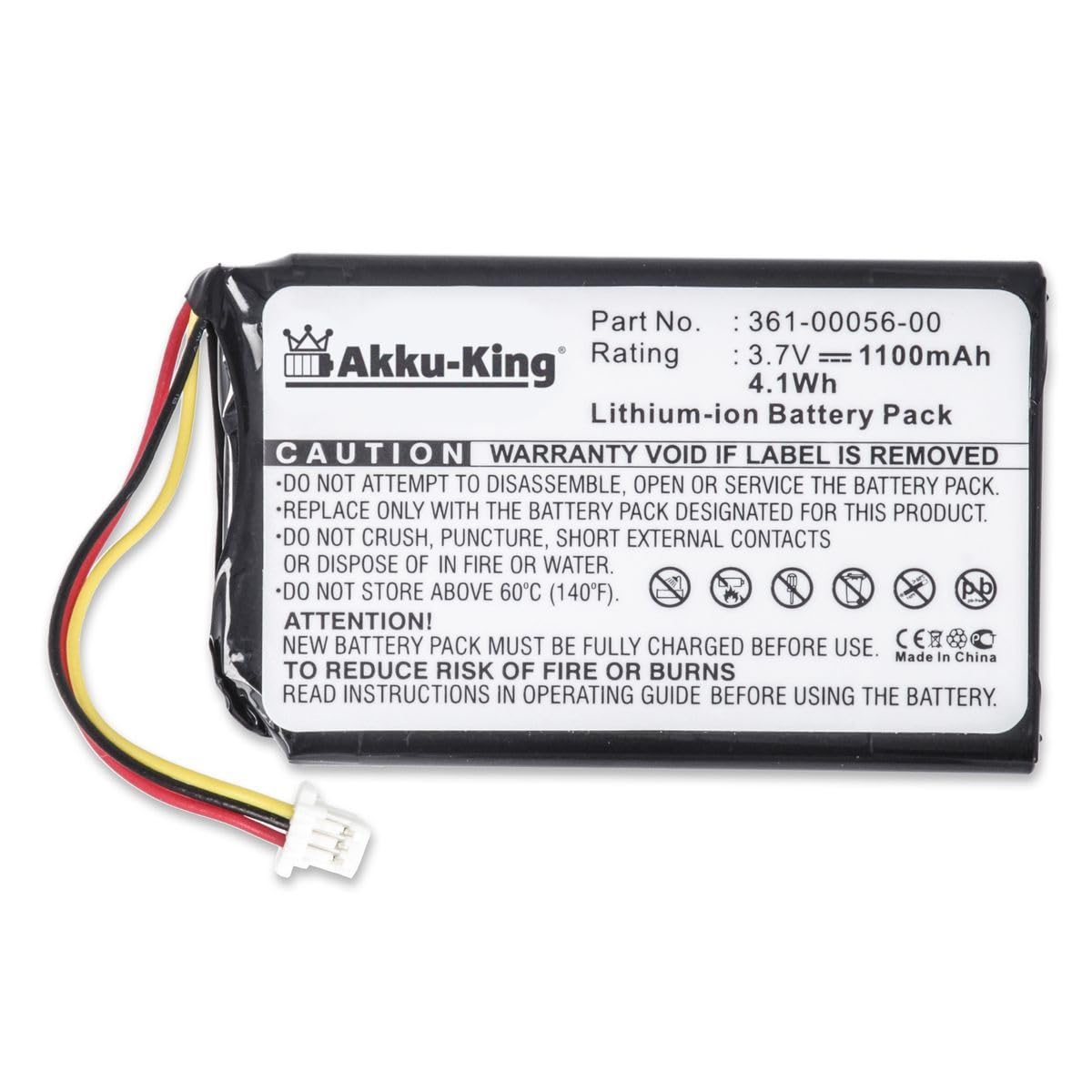 Akku-King Akku kompatibel mit Garmin 361-00056-00 - Li-Ion 1100mAh - für Garmin Nüvi 30, 50, 50LM, 52, 52LM, 52LMT, 55LM, 55LMT, 361-00056-50