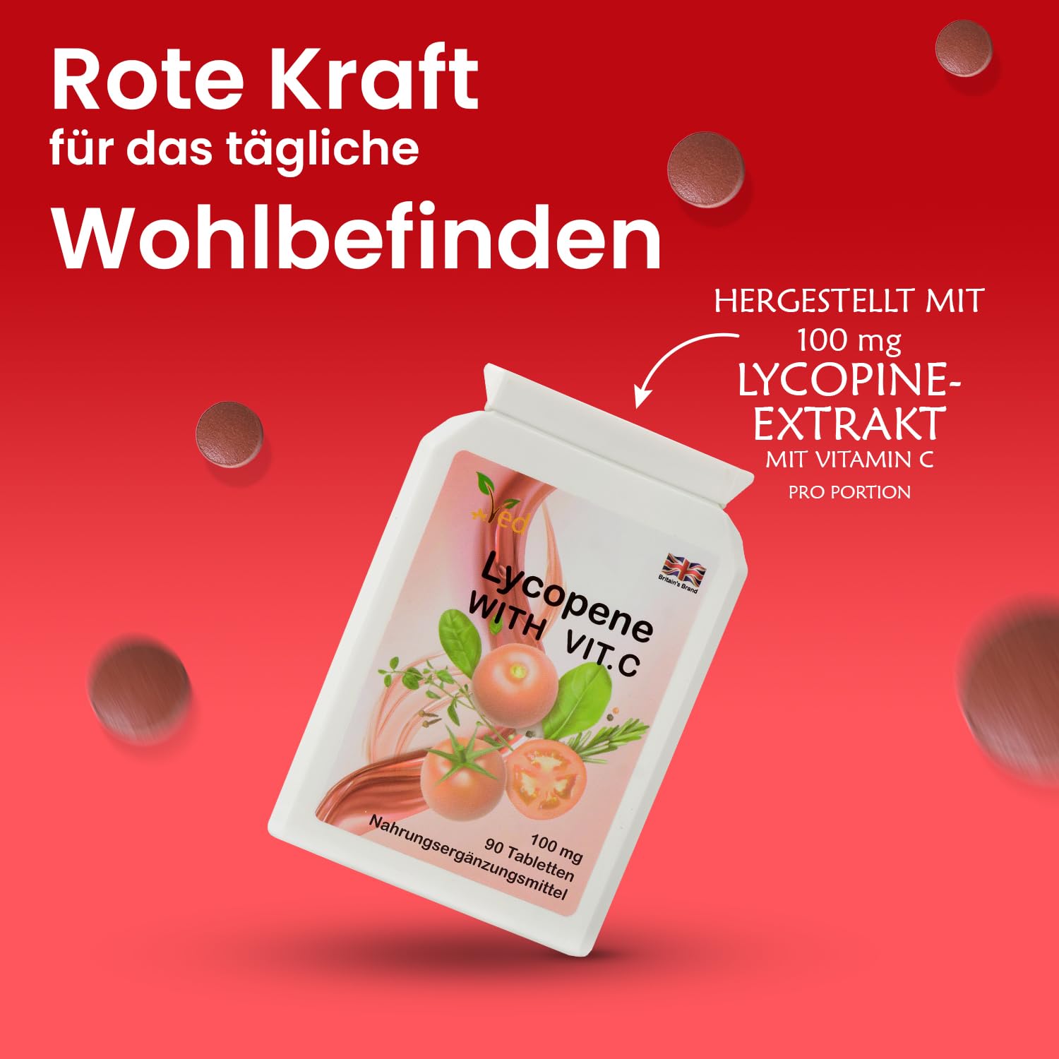 Ved Lycopin-Ergänzung | Stärkung des Immunsystems | Super-Antioxidans | 100 mg x 90 Tabletten | 2er-Pack