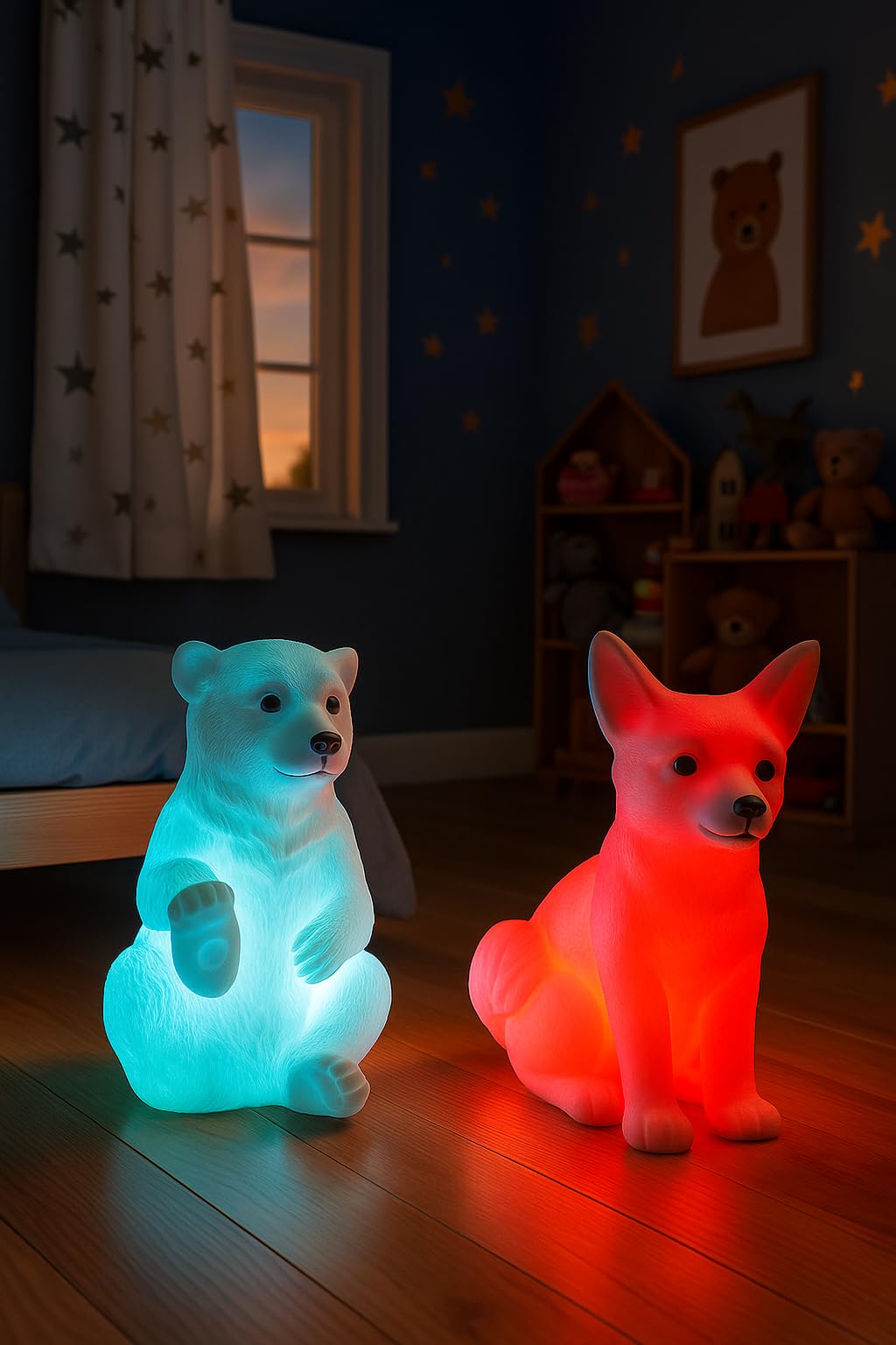 Kutup Ayısı ve Kar Tilkisi RCB renk değiştiren led gece lambası