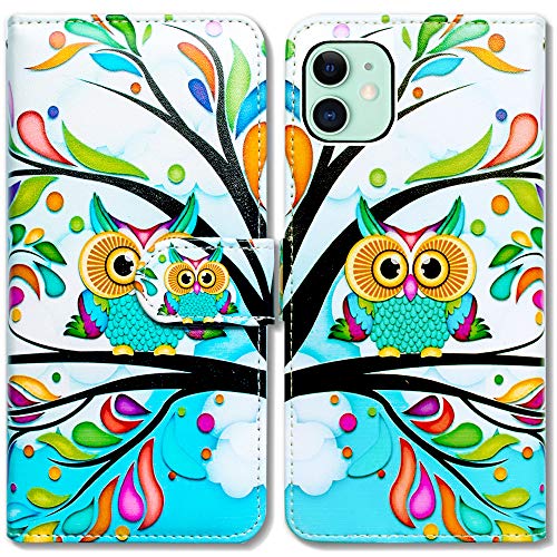 Bcov Iphone 11 Case, Colorful Tree Owl Flip Leather Case Wallet Cover With Credit Card Slot Id Card Holder Kickstand For Iphone 11 #TOP19