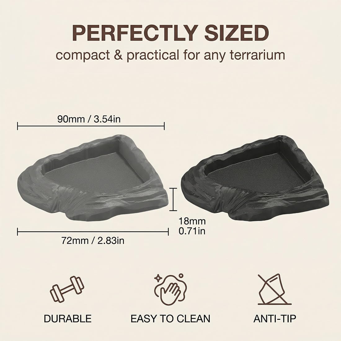 2 Pièces Bol D'Alimentation Pour Reptiles Nourriture Tortue Terrestre, Nourriture Pour Bol Pour Reptiles En Feuilles, Bol À Boire Pour Maison De Tortue, Bol D'Eau Pour Reptiles