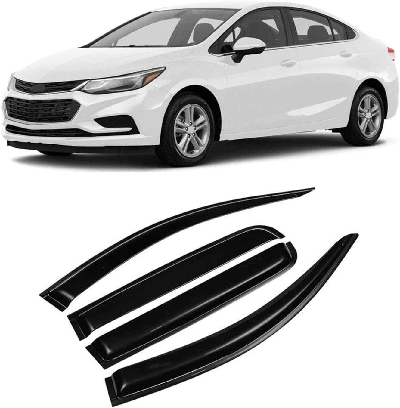 HALEUP 4 Pezzi Deflettori Aria per Auto Deflettore Pioggia Antivento per Cruze Sedan Hatchback 2017-2020 Aerodinamico, Montaggio Esterno
