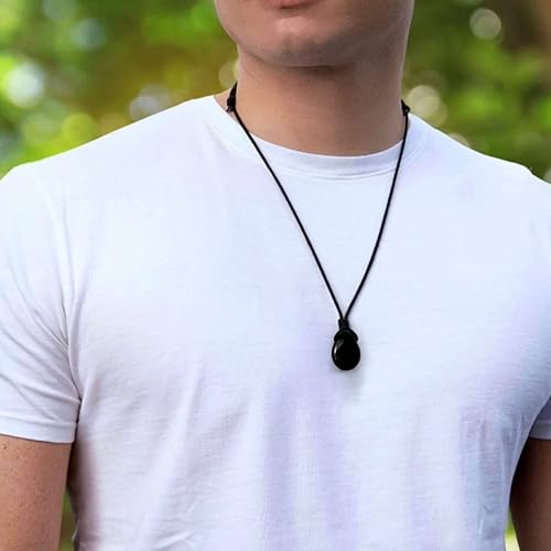 Miniatura 2 de Natural Black Tourmaline Pendant Necklace Energy Shield Protection Jewelry Cord necklace Men Women
