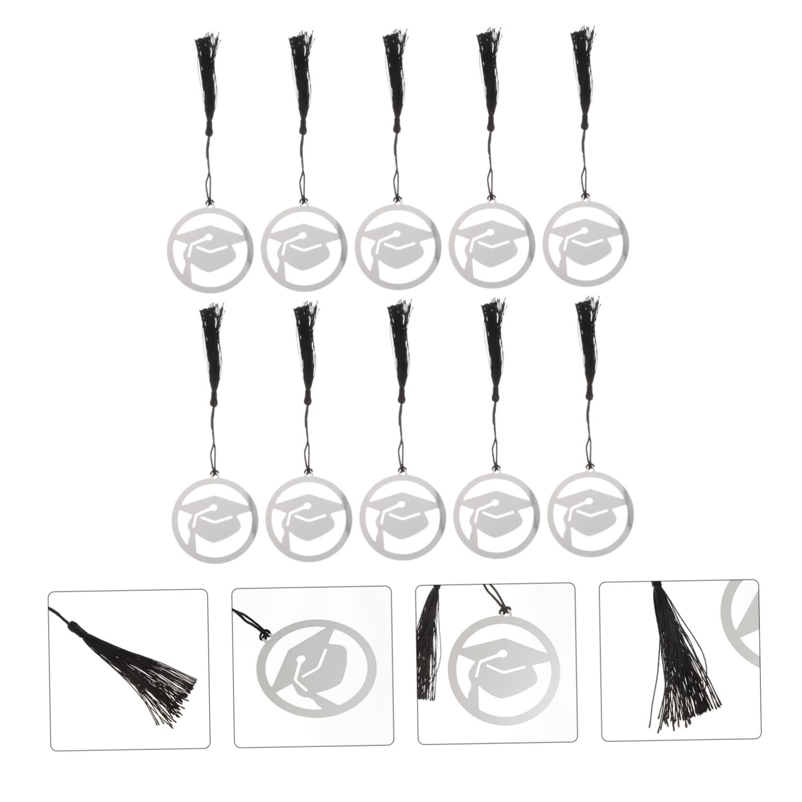 HOMSFOU 2 Sätze Arzt Hut Lesezeichen Abschluss-buchzeichen Schüler Lesezeichen Doktorhut Groß Kappen Die Abschlusskappe Party Metall Material Black 10 Stück * 2