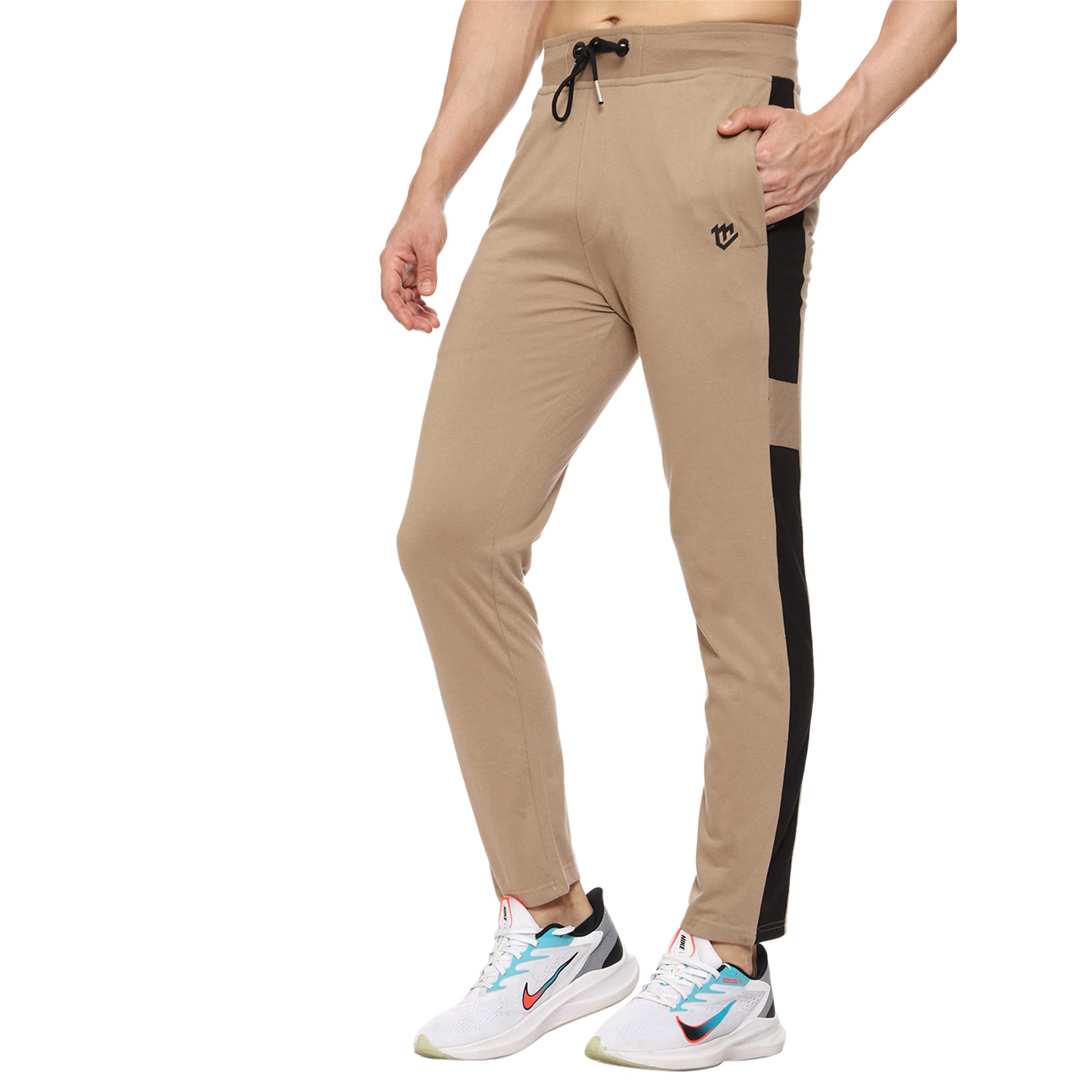 MARK LOUIISTrack Pants for Men: Regular Fit Cotton Blend Lower with 2 Side Zipper Pockets, Back Pocket - Your Go-to for Running, Gym, and Comfortable Style.