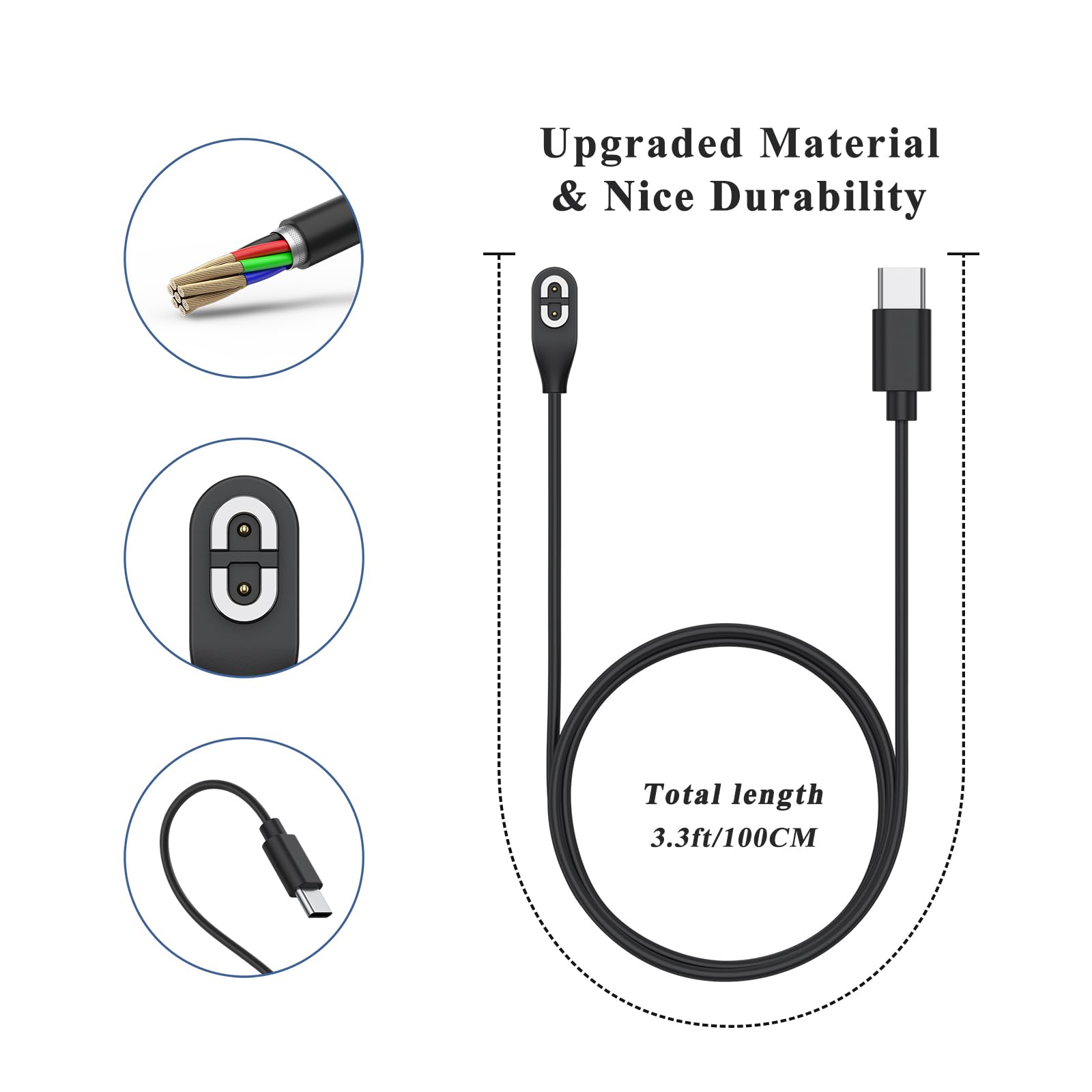 Shokz OpenRun/Pro/Mini AfterShokz Aeropex AS800 OpenComm ASC100 USB-C Caricatore Magnetico Cavo 1M