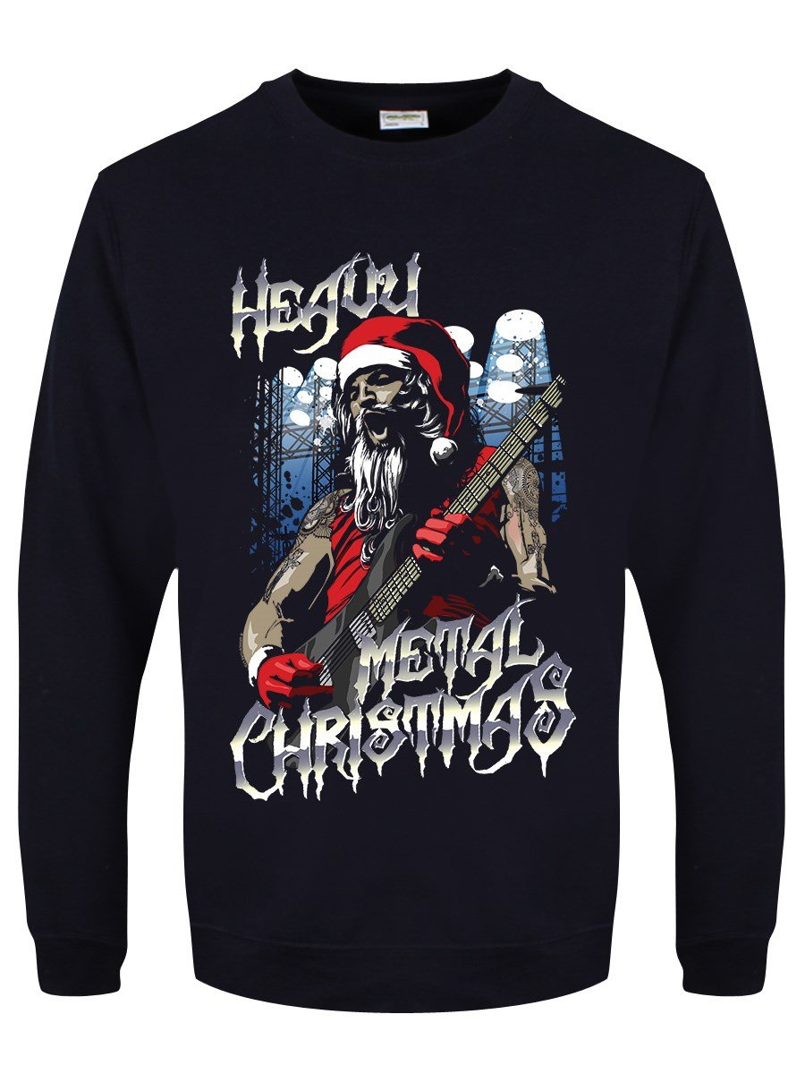Grindstore Men's Navy Heavy Metal Christmas Jumper