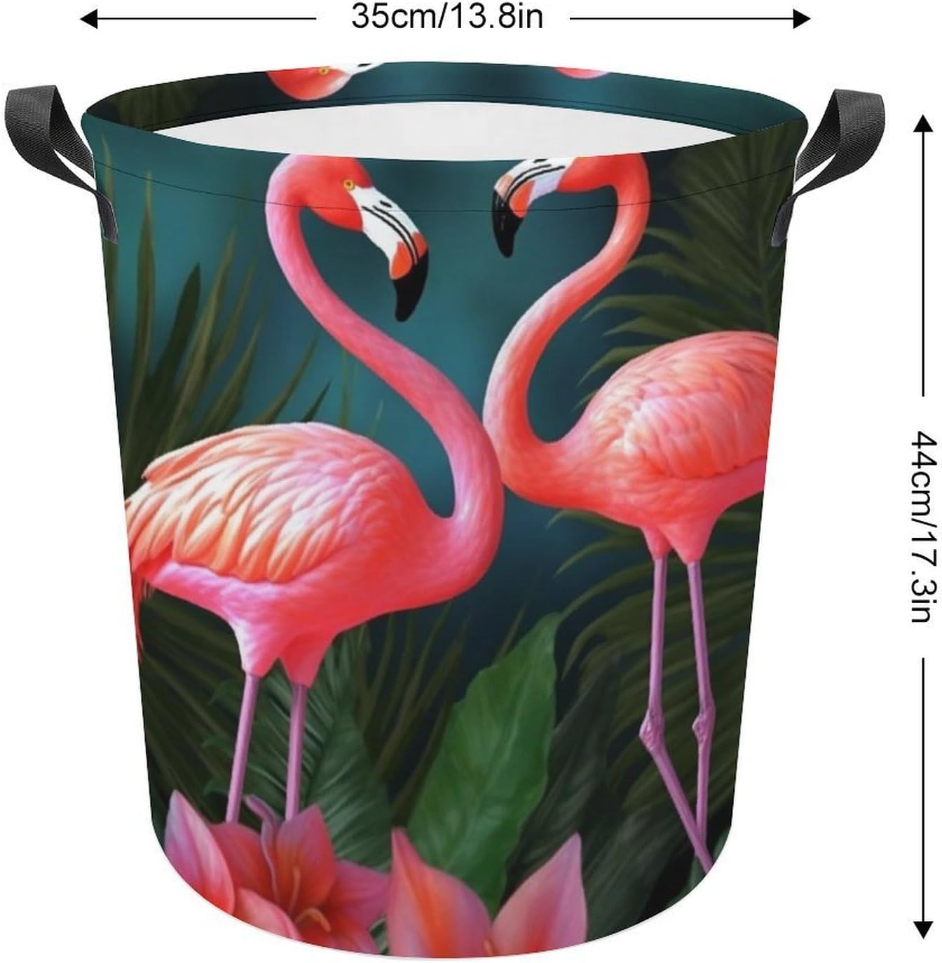 Laundry Basket Waterproof Laundry Hamper with Handles Foldable Dirty Clothes Hamper Flamingo Flowers Freestanding Laundry Bag Organizer Tall Storage Basket for Bedroom Bathroom Decor