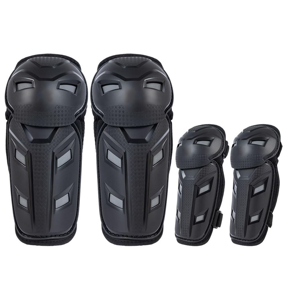 Moto Genouillères Protège Tibias Kit de Course, Motocross Ajustable Camouflage Motocyclette Protège Équipement pour Les Adultes Black