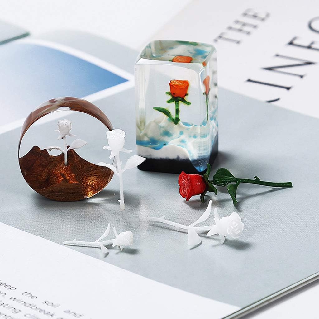 1 / 4X Simulation 3D Stereo Rose Model Crystal Epoxy Jewelry Filling Forest Landscape Filling Resin Keychain