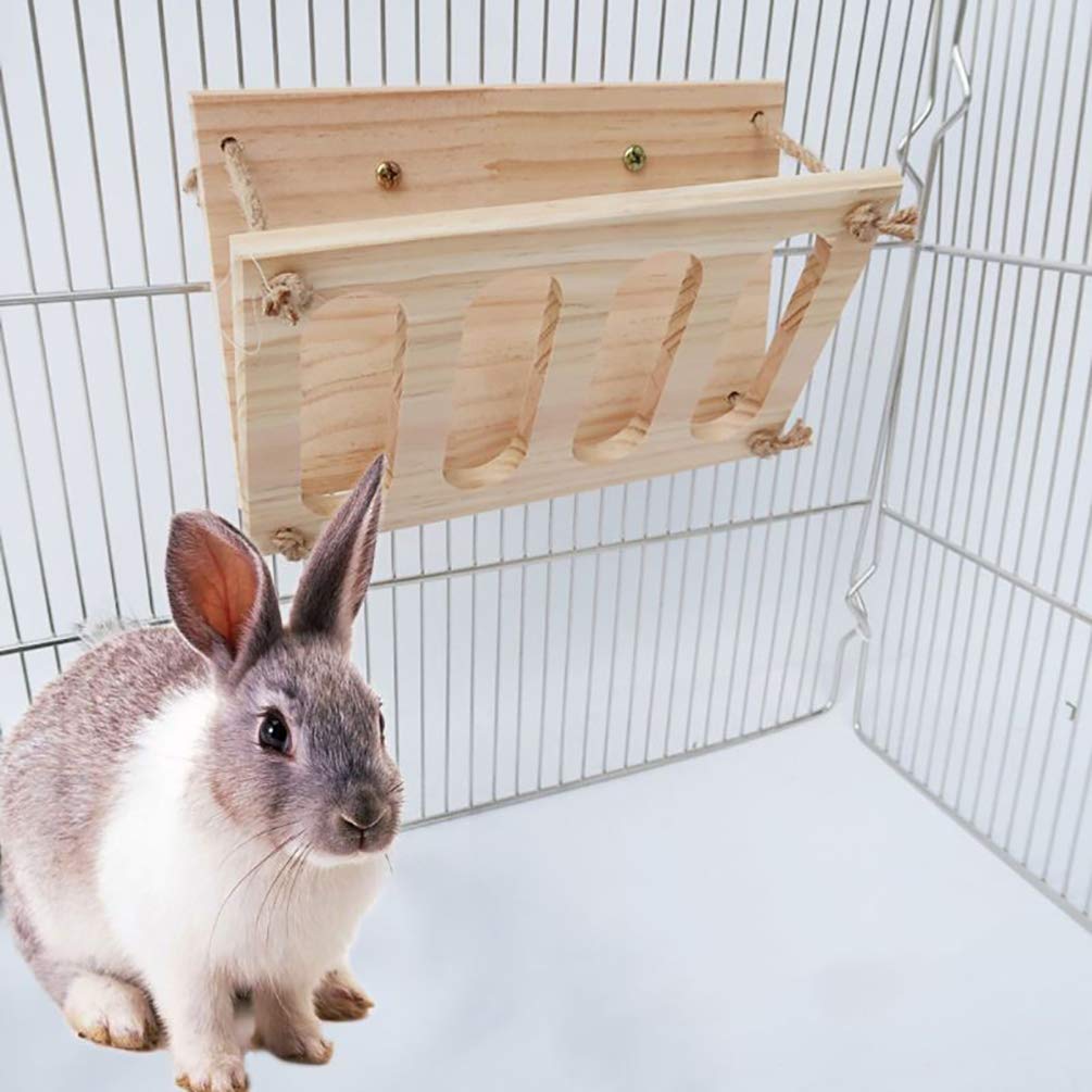 Tfwadmx Bunny Hay Feeder Rabbit Food Dispenser Small Animal Hay Feeder Chinchilla Hay Rack Wooden Hay Manger Rack Holder Minimizing Waste for Guinea Pig Chinchilla Hamster - image 5
