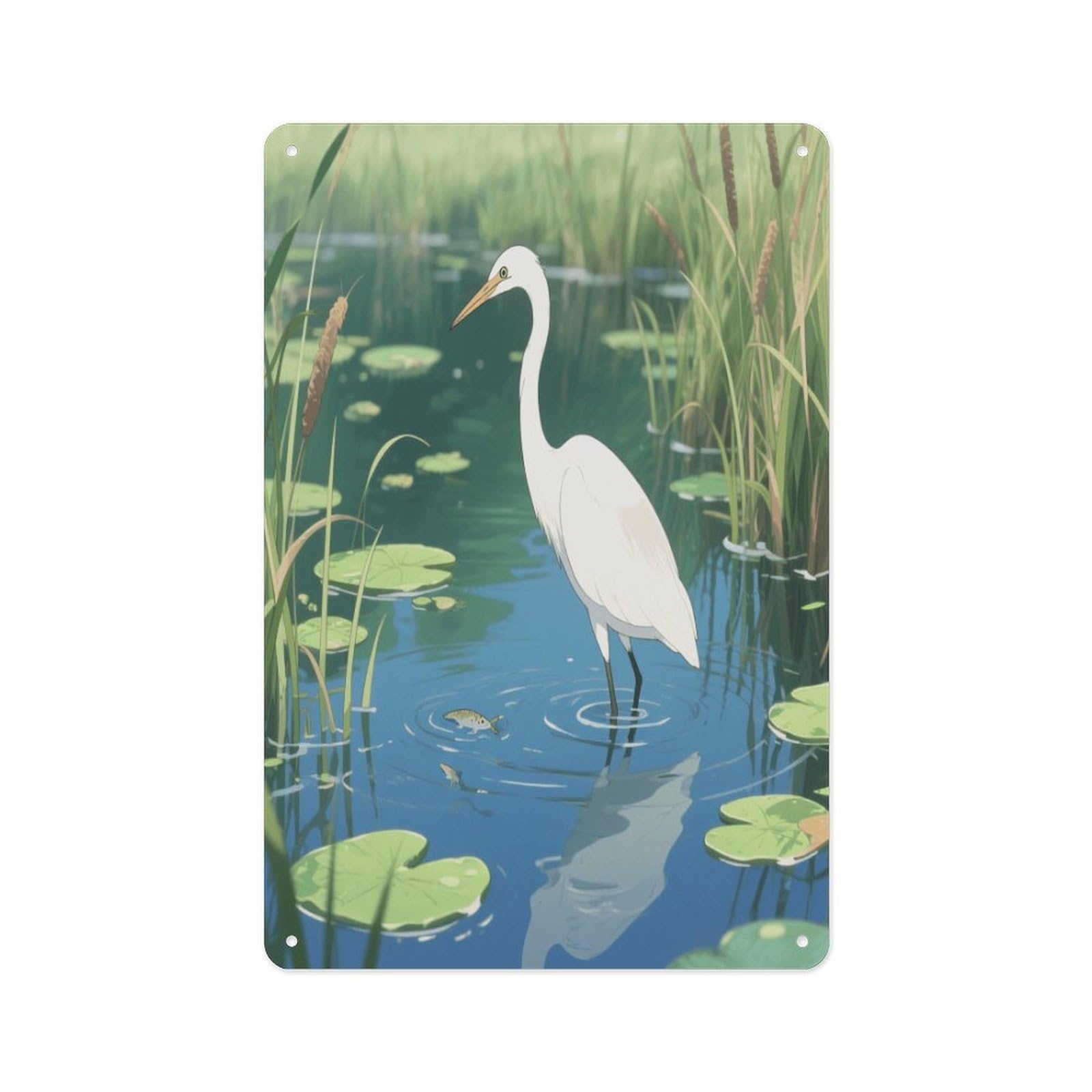 Fekiloot Style Heron Fishing Wall Decor Metal Signs Tin Signs Poster