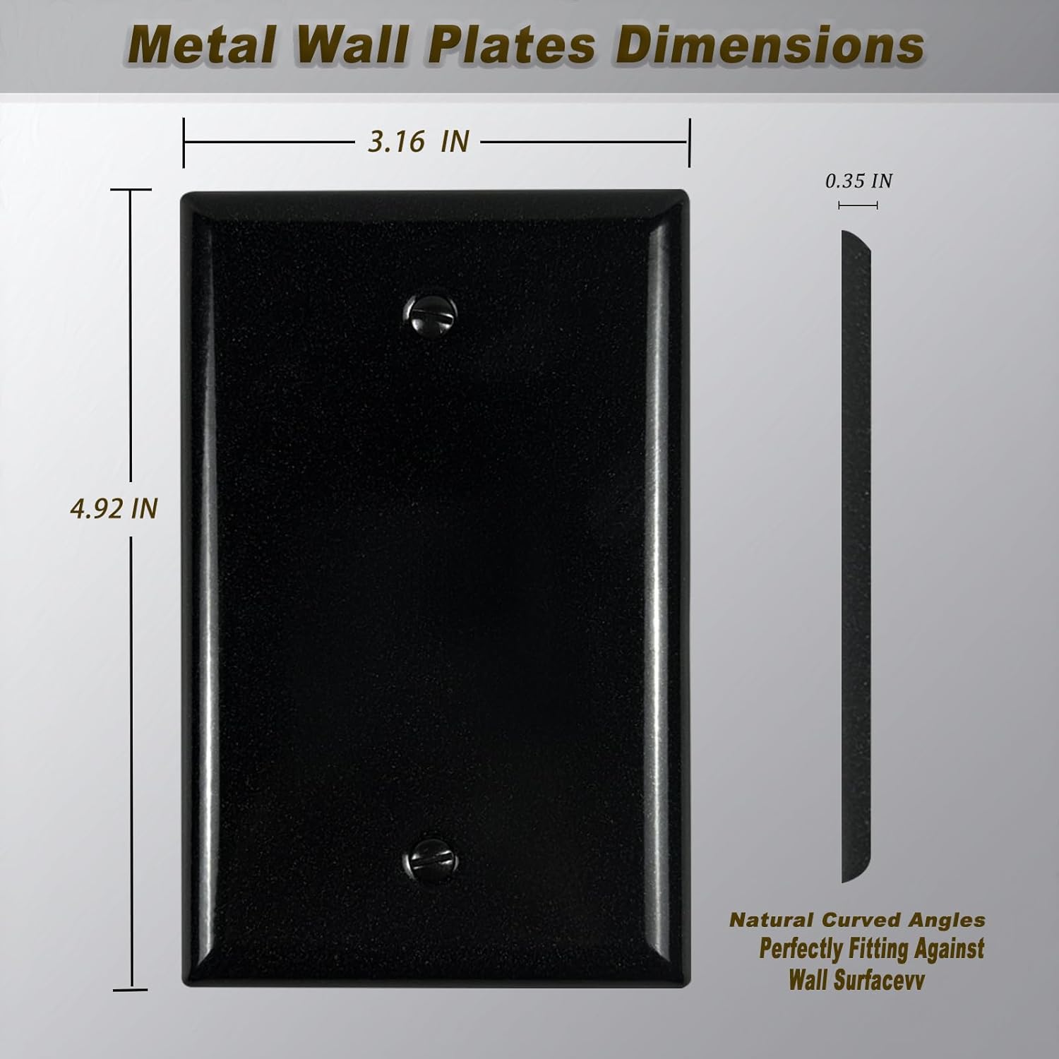 Metal Electrical Outlet Covers, Light Switch Cover Wall Plates, Mid Size Thicker Switch Plates, Wall Plate of Various Styles for Indoor and Outdoor Cosmic Black (1 Gang Blank 4 PK)