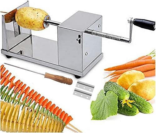 Tornado - Cortador de espiral manual de patatas fritas de acero inoxidable para cortar en espiral cortador de verduras freír
