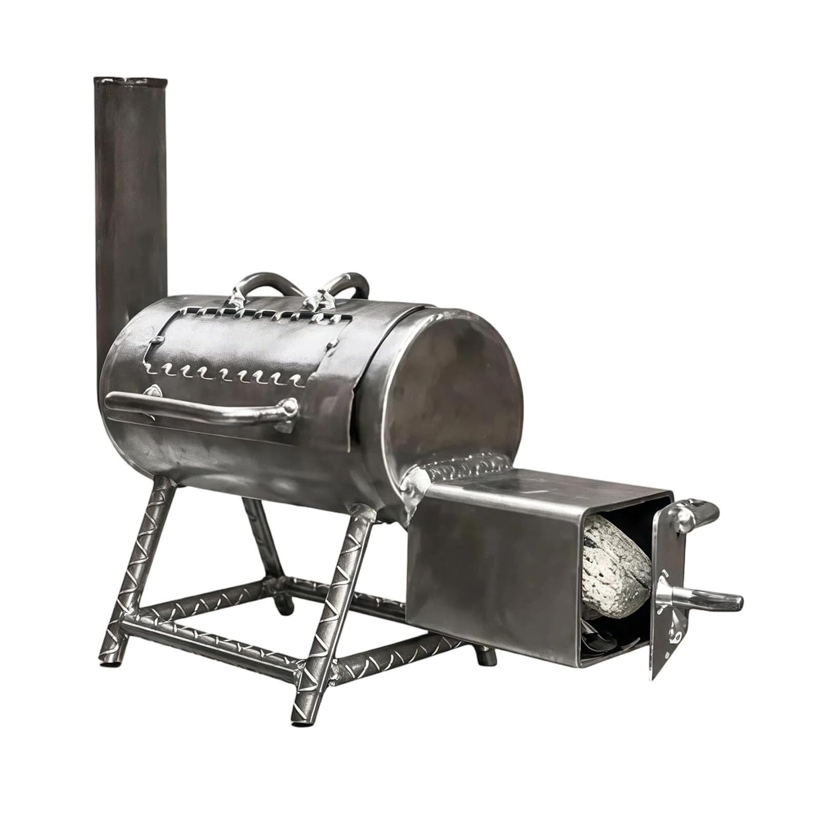 Miniatur-Räucherofen, verstellbarer tragbarer Holzkohlegrill mit Holzkohlekamin, multifunktionaler kleiner BBQ-Räucherofen aus Metall für Outdoor-Wanderpicknick, großer Geschmack in einer (1Pcs)
