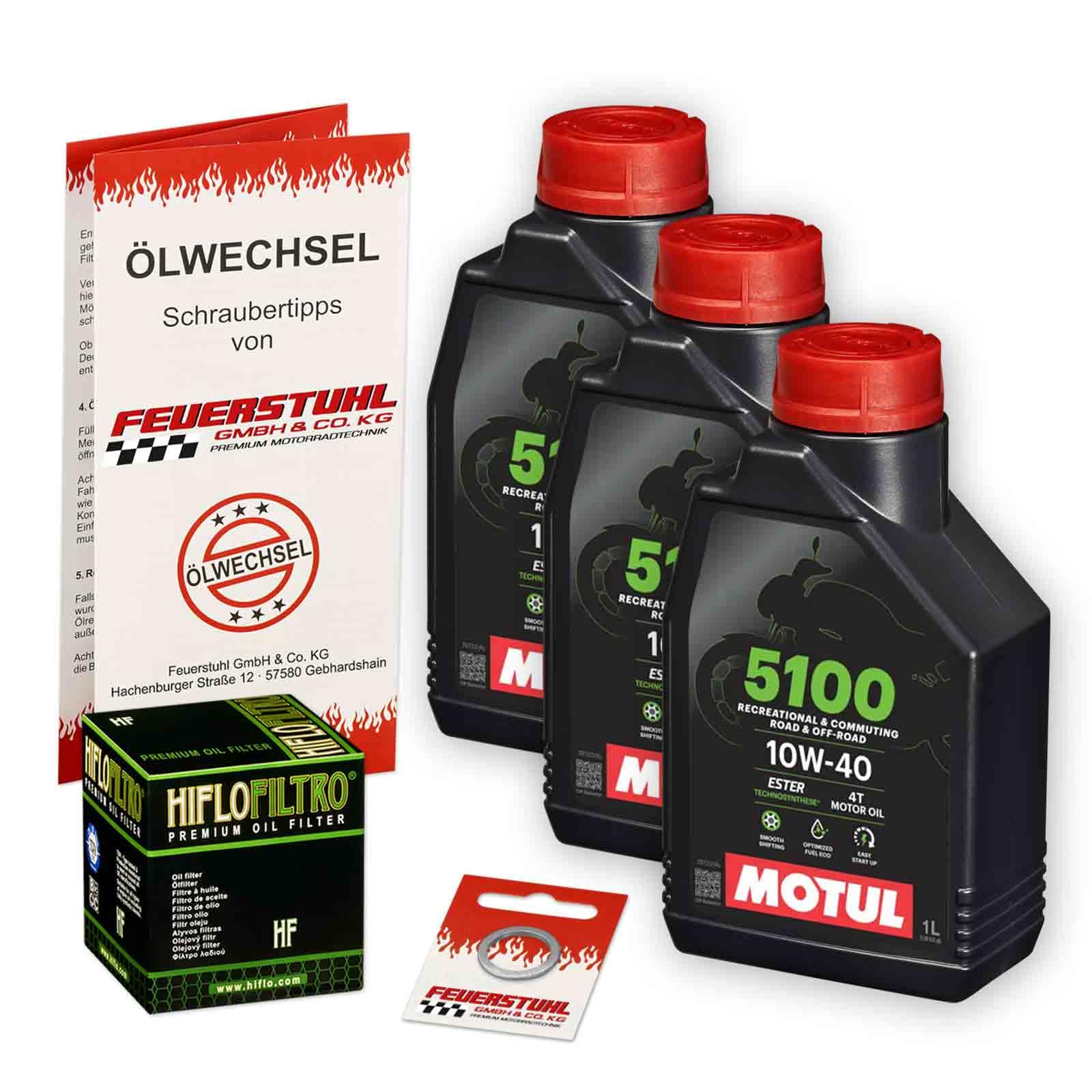 Öl & Ölfilter für Honda CB 1000 R, 2018-2023 (SC80), Ölwechsel Set 10W-40 ESTER Motoröl + HiFlo Filter + Dichtring(e)