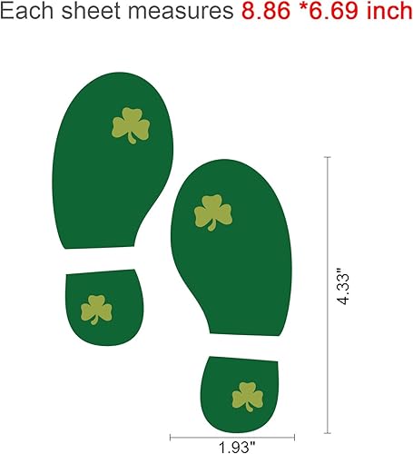 Miniatura 2 de Decoraciones del día de San Patricio, calcomanías de suelo de huellas de duende de Konsait de San Patricio, calcomanías extraíbles para pies de