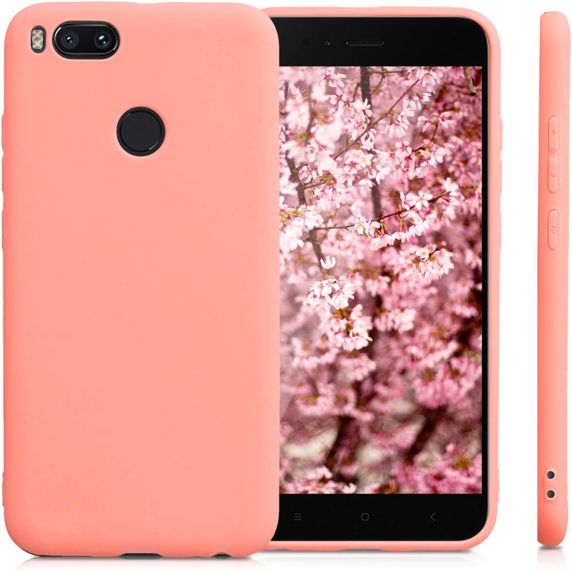 kwmobile Case Compatible with Xiaomi Mi 5X / Mi A1 Case - Soft Slim Protective TPU Silicone Cover - Coral Matte