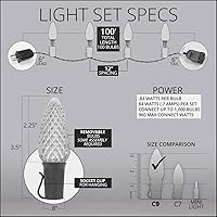 Vista 4 de Luces LED navideñas comerciales C9 OptiCore para exteriores Guirnalda de luces de navidad de alta resistencia cable verde