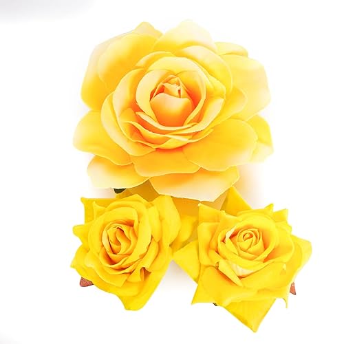 Miniatura 3 de Pinza para el pelo de rosa, broche de rosa, 4 piezas de tela, pinzas para el cabello mexicano, tocados para mujeres, niñas, bodas, fiestas, día de