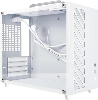 I8 Micro ATX PC Gaming Case, Mini-ITX Motherboard Small Form Factor Computer Chassis with Tempered Glass Side Panel, Front I/O USB 3.0 Type - C Port, High Airflow MESH Panels (White)