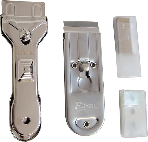 Juego de 2 raspadores de limpieza para estufas de cocina, raspadores de limpieza de vitrocerámica, con cuchillas de repuesto, adecuados para cocinas