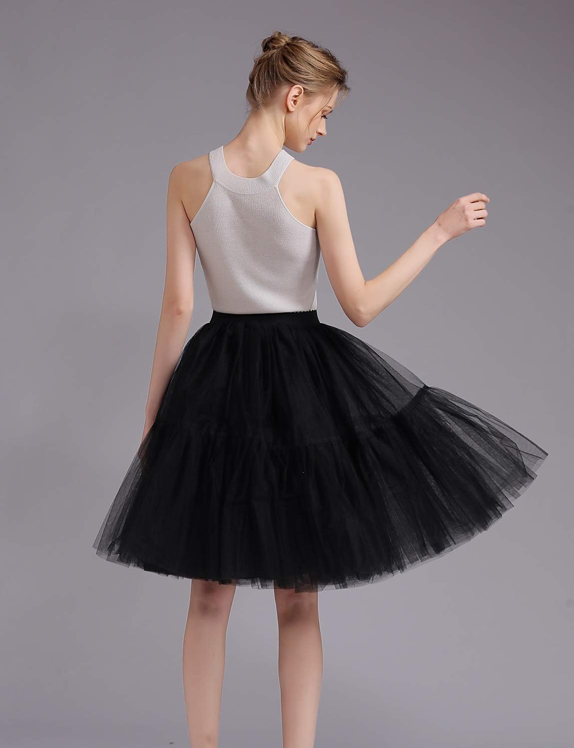 Womens Knee Length Princess Petticoat Underskirt Tulle Tutu Skirt for Prom Party P84 - Image 4