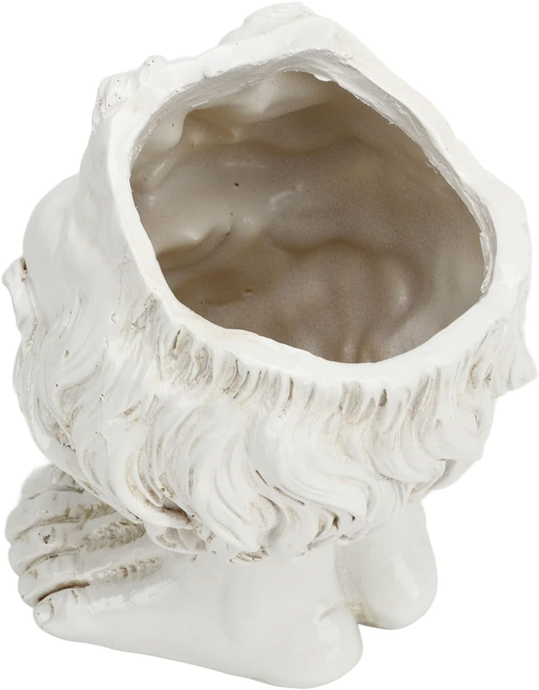 Face Statue Planter 15CM Funny Face Plant Pots Unique Image Cute Shape Personalized Head Flower Pot Antique White Flower Pot for Garden Decoration (Type1)